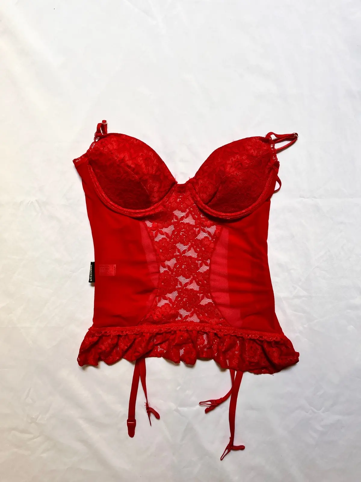 Corset rojo encaje y ligas (Pasionel) - Talle S