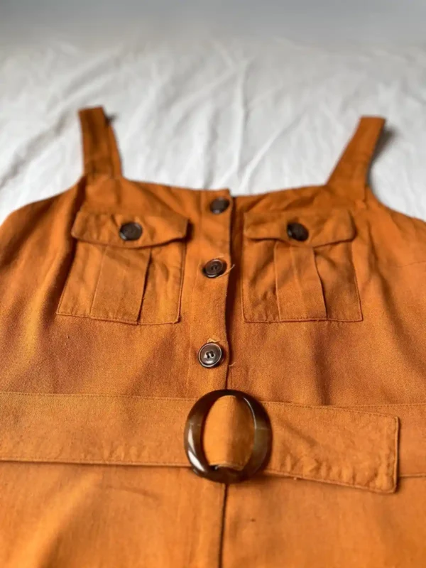 Foto 5 de Vestido abotonado naranja lino (Vertiche) - Talle M