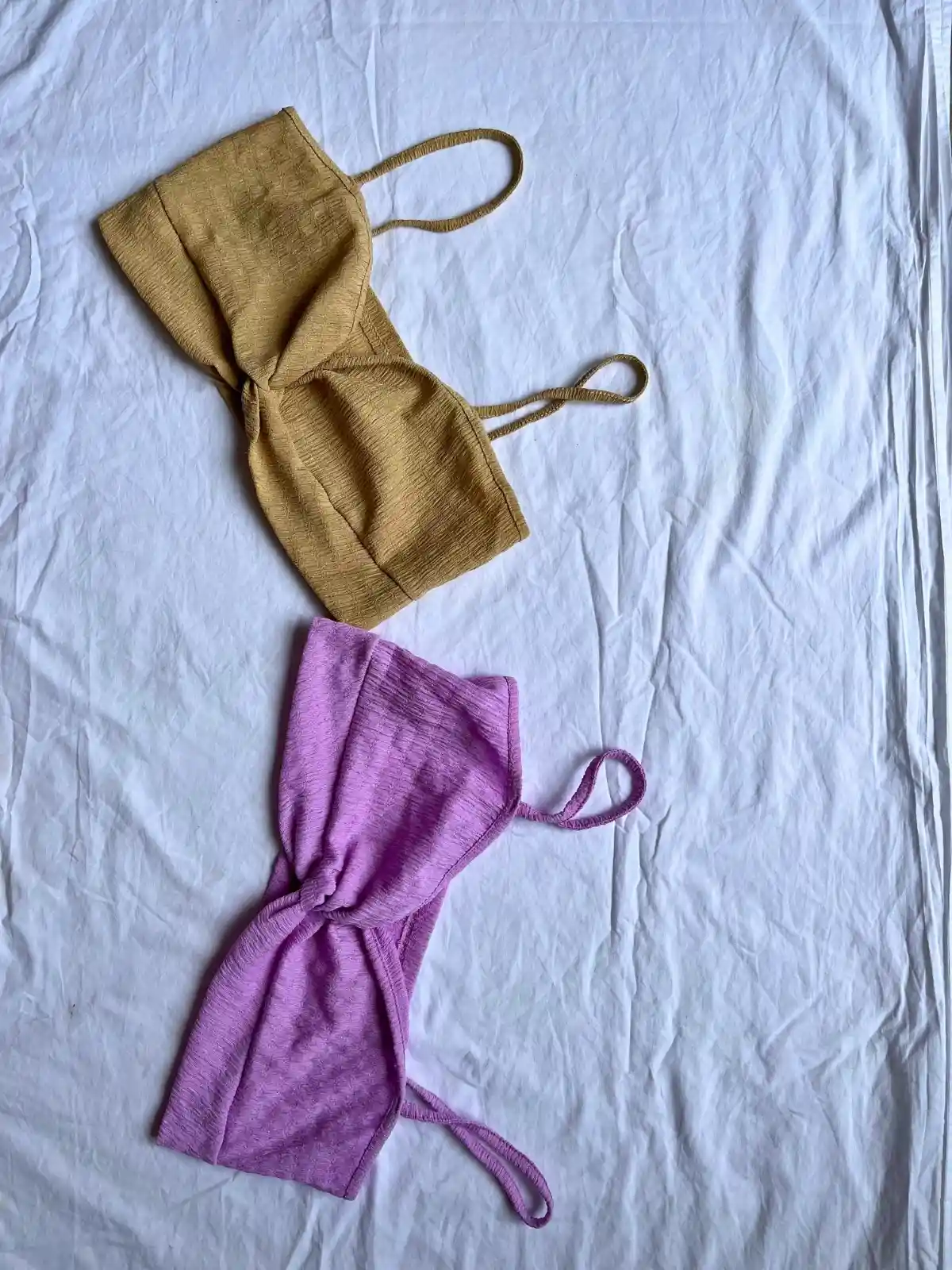 Top anudado beige mostaza - Talle L