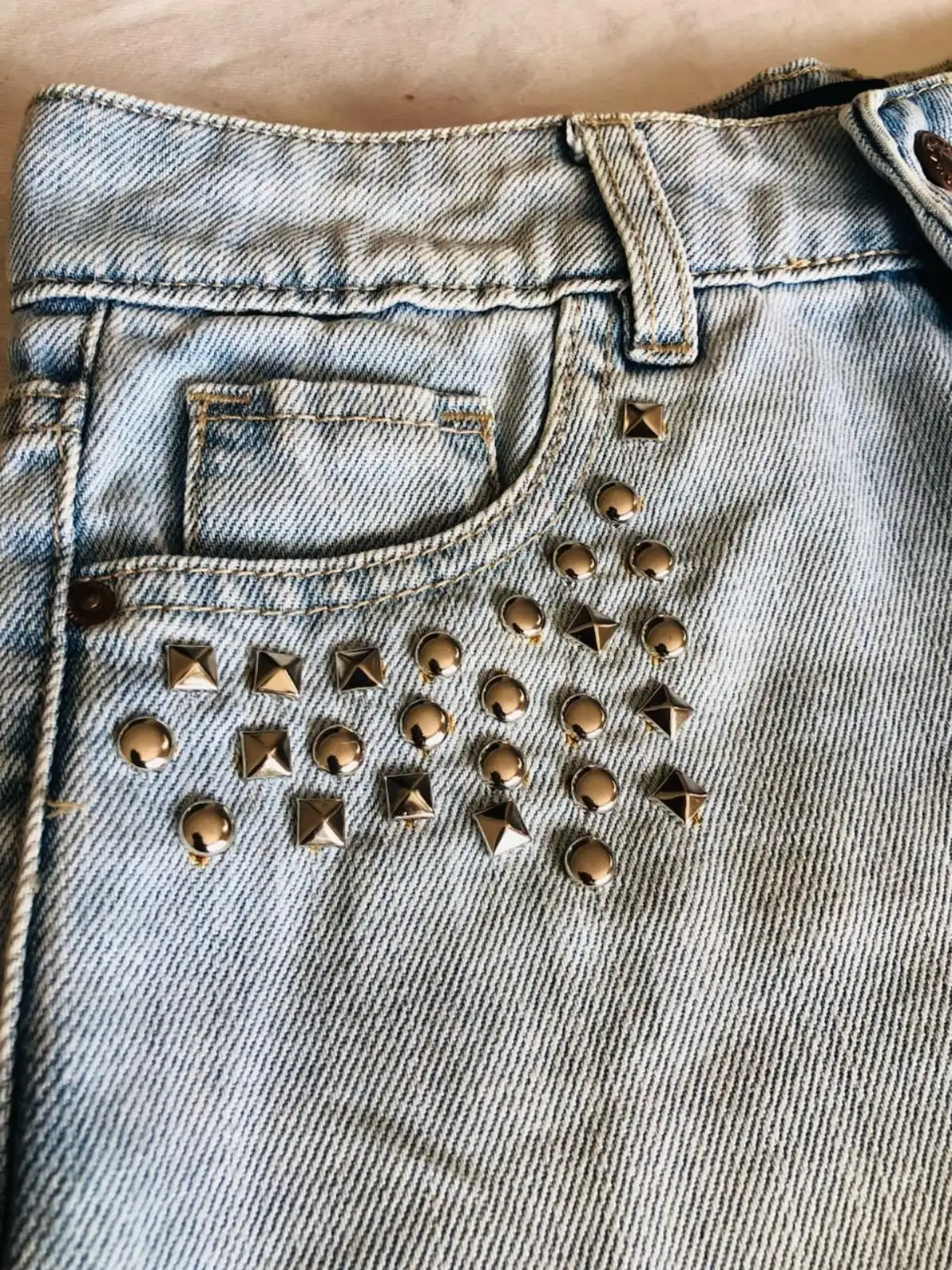 Pollera jean claro con volados - Talle 36
