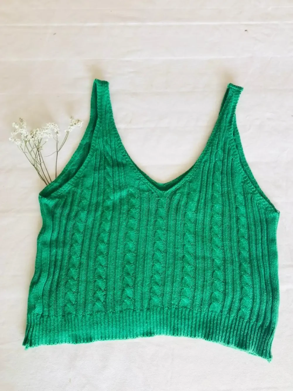 Musculosa verde canalé hilo - Talle S