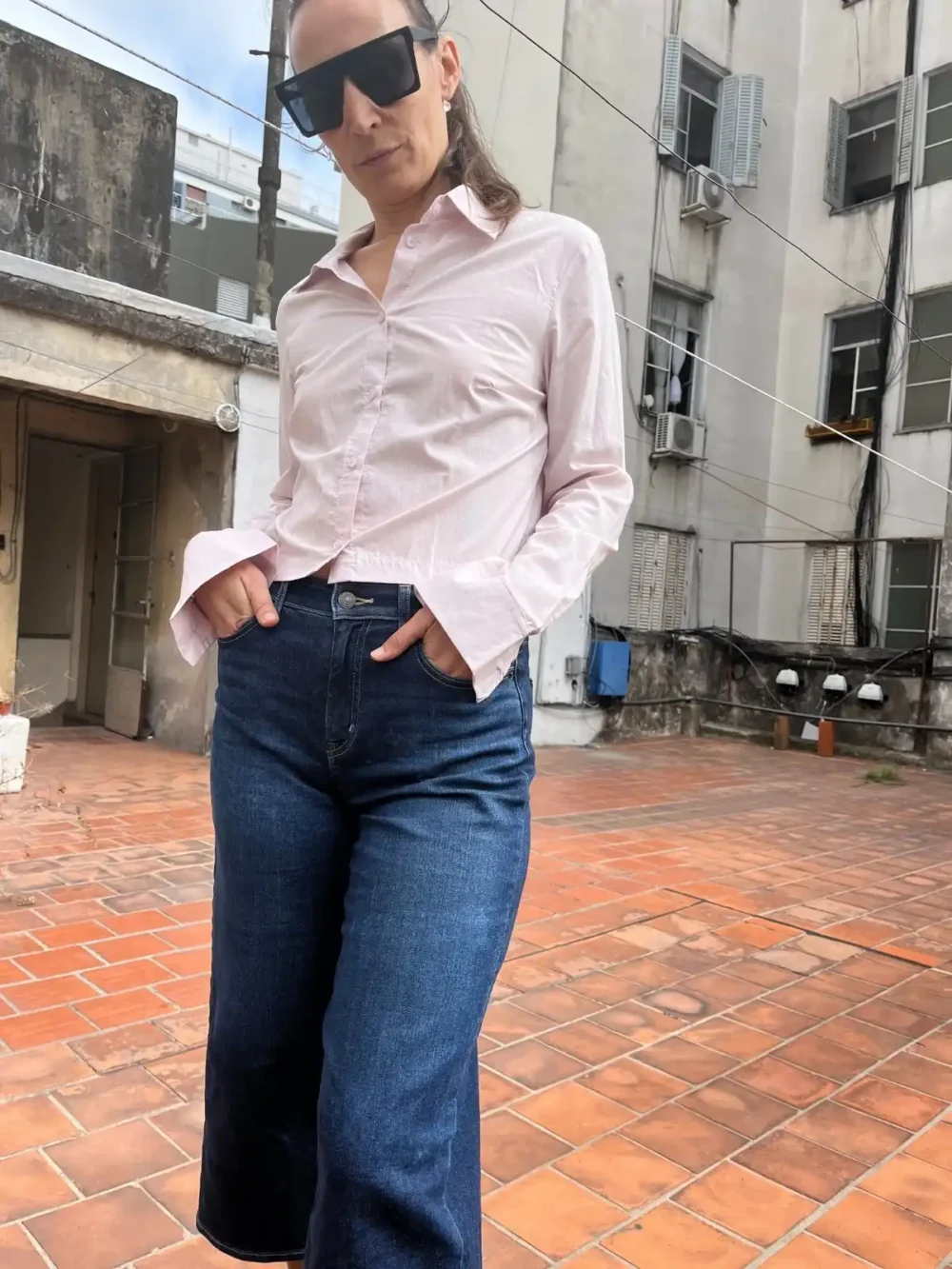 Camisa rosa palido - Talle S