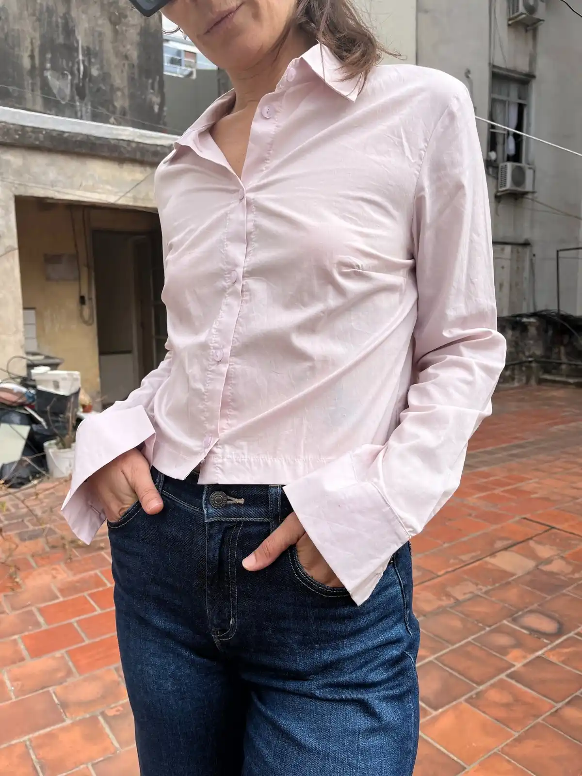Camisa rosa palido - Talle S
