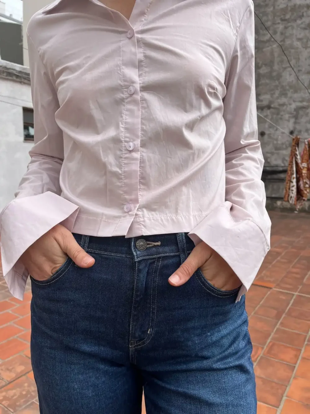 Camisa rosa palido - Talle S
