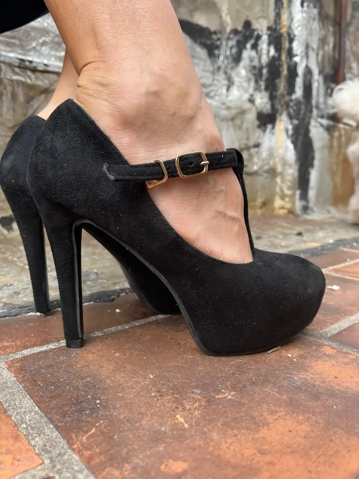 Zapatos negros taco gamuza - Talle 39