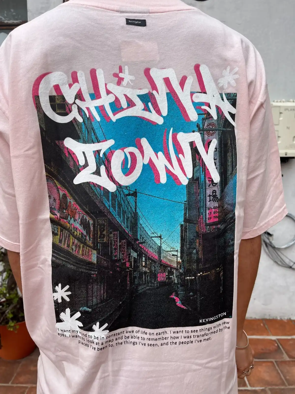 Remera oversize rosa Chelsea Downy (Kevington)