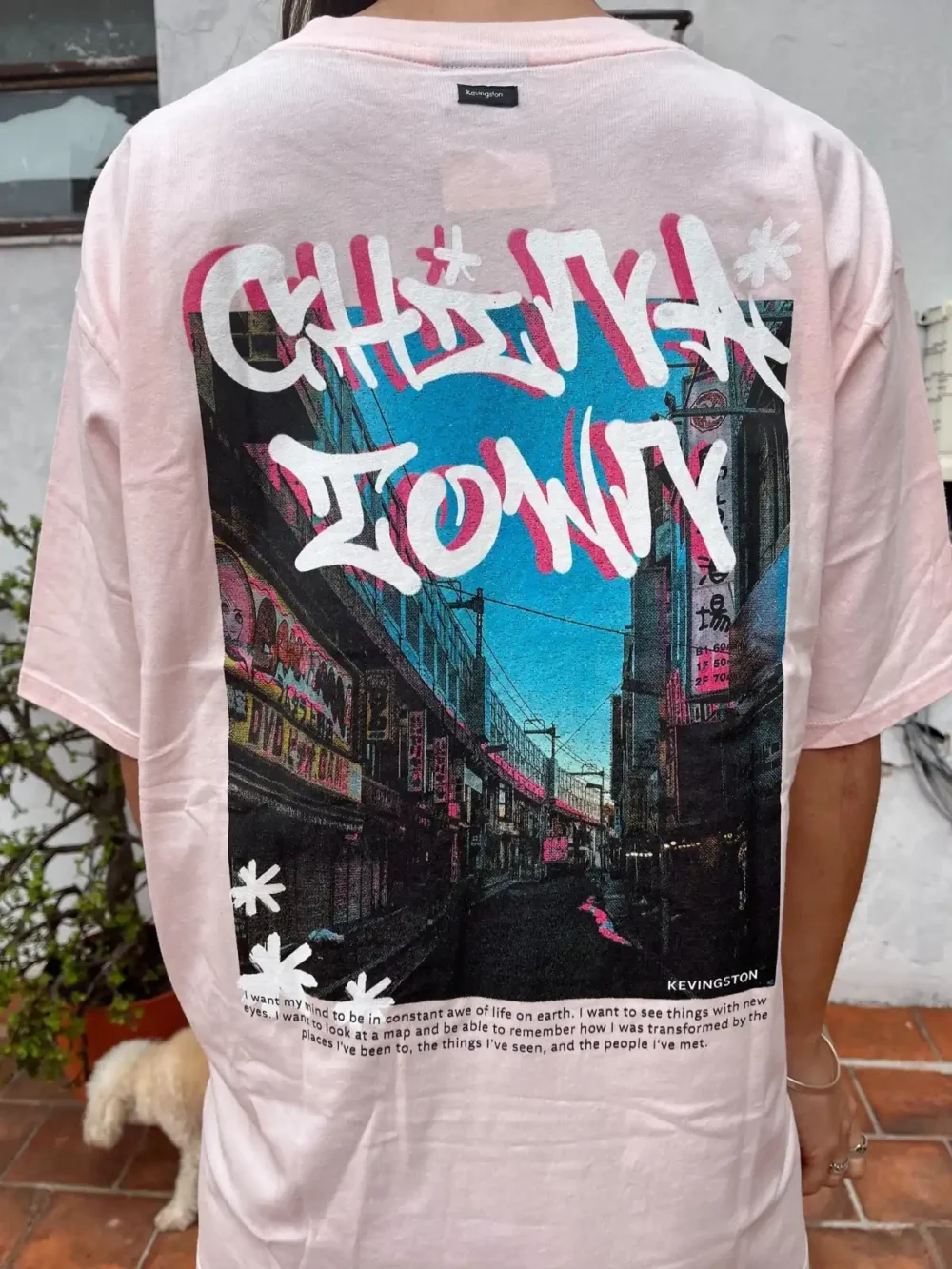 Remera oversize rosa Chelsea Downy (Kevington)