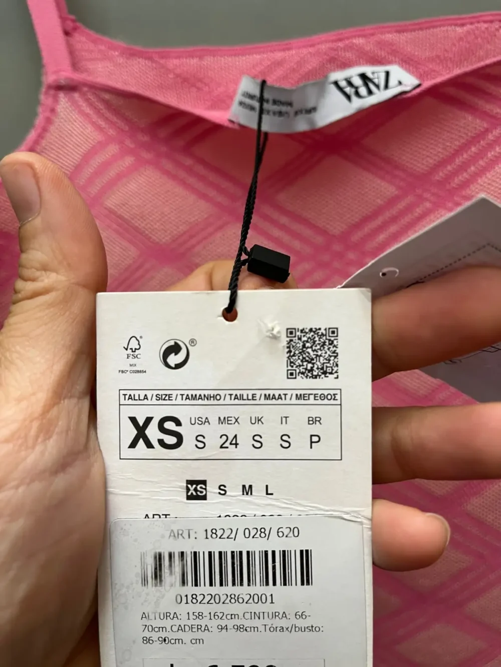 Vestido rosa rombos (Zara) - Talle XS