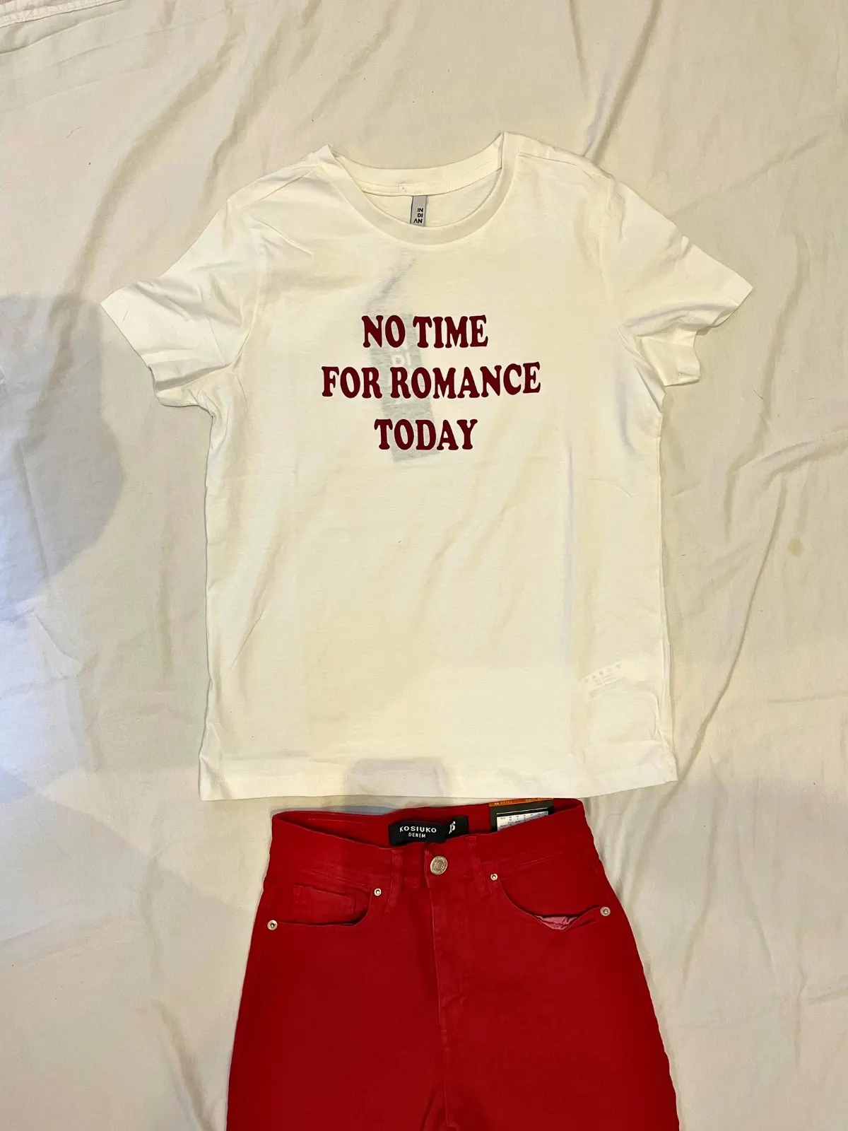 Remera blanca "No Time For Romance Today" - Talle S