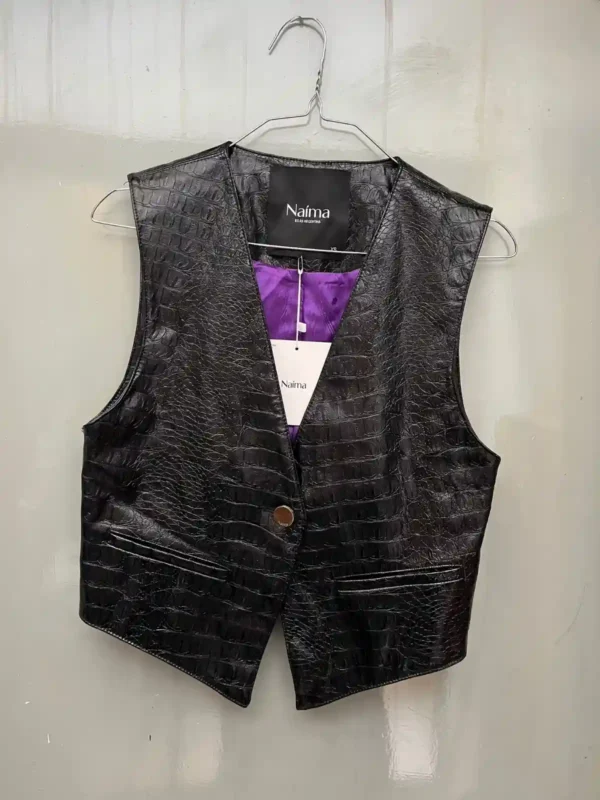 Foto 7 de Chaleco croc negro forro violeta (Naíma) - Talle XS