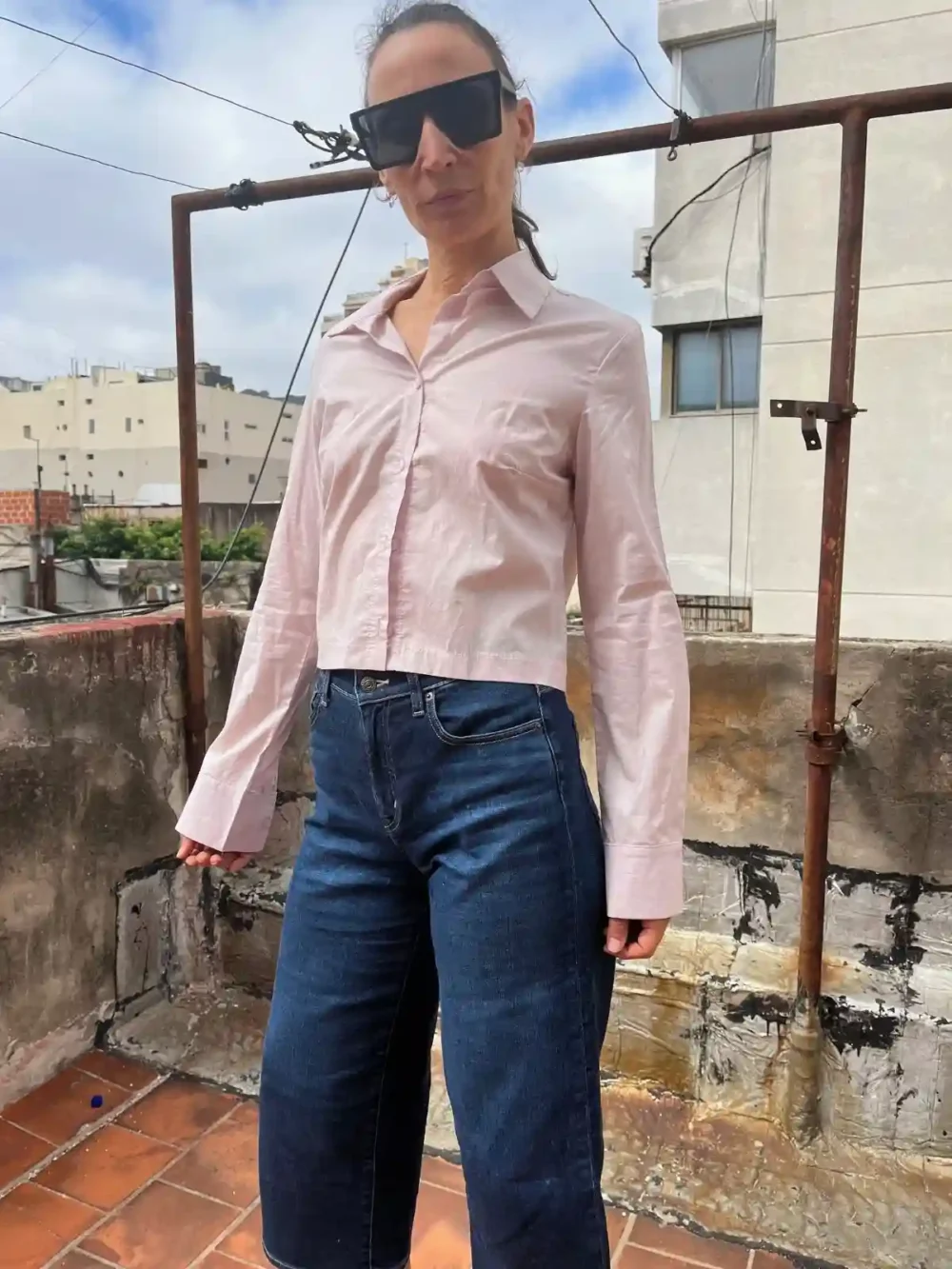Camisa rosa palido - Talle S