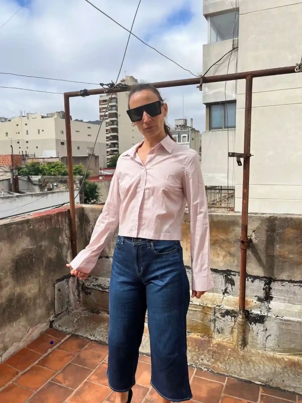 Camisa rosa palido - Talle S